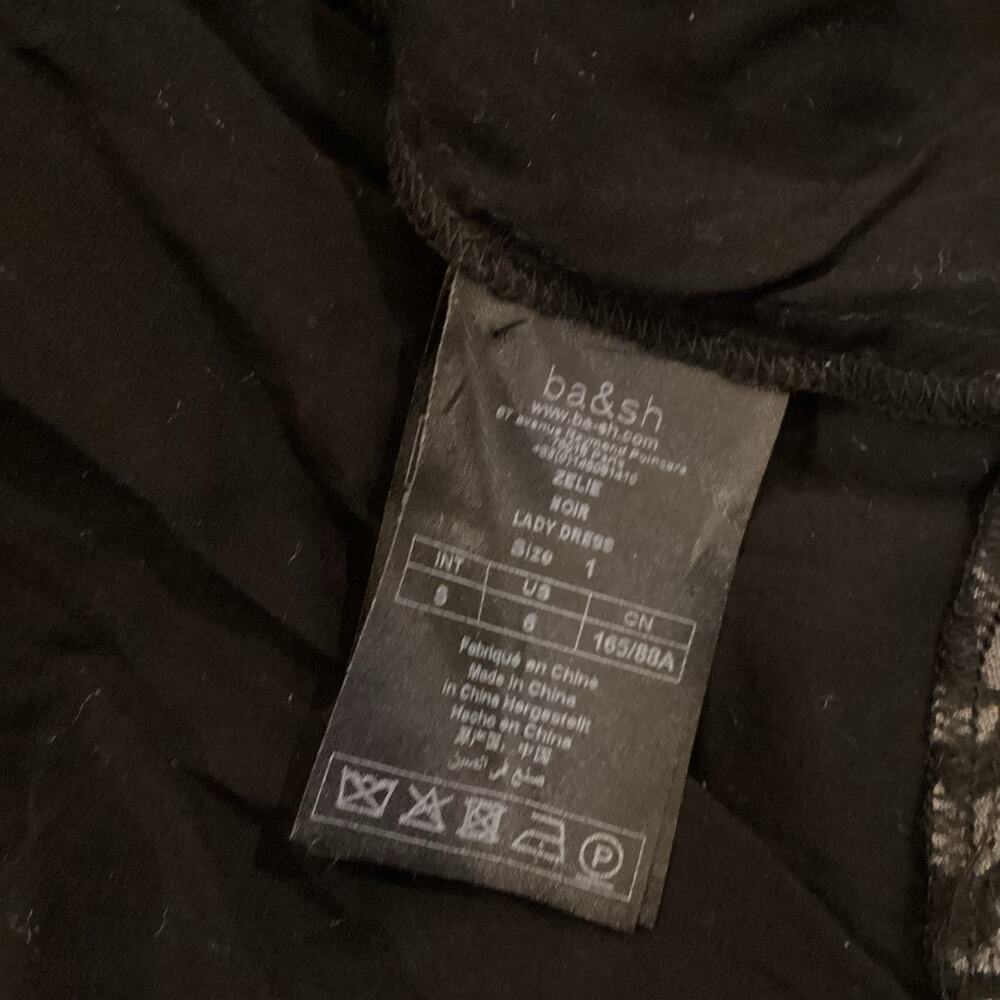 BA&SH Zelie Tiered Satin long Maxi Dress Animal Print Black White V neck 6 - Picture 8 of 9